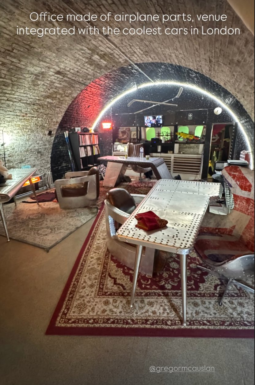 Recording space with airplane parts